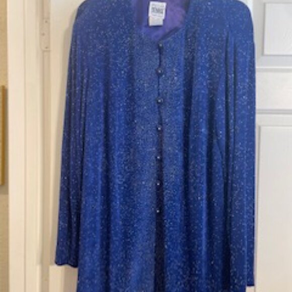 R&M Richards by Karen Kwong Plus Size evening pantsuit with long sequined jacket - Picture 2 of 7